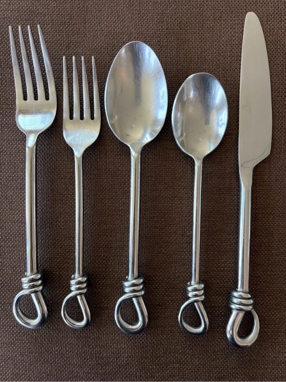 Gibson CUOMO Stainless 5 Piece Place Setting Open Ring Tip 18/8 Glossy Flatware